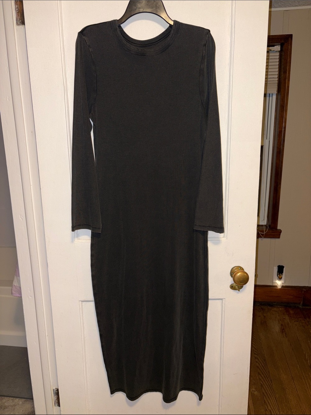 SO Black Long-Sleeve Midi Crewneck Dress